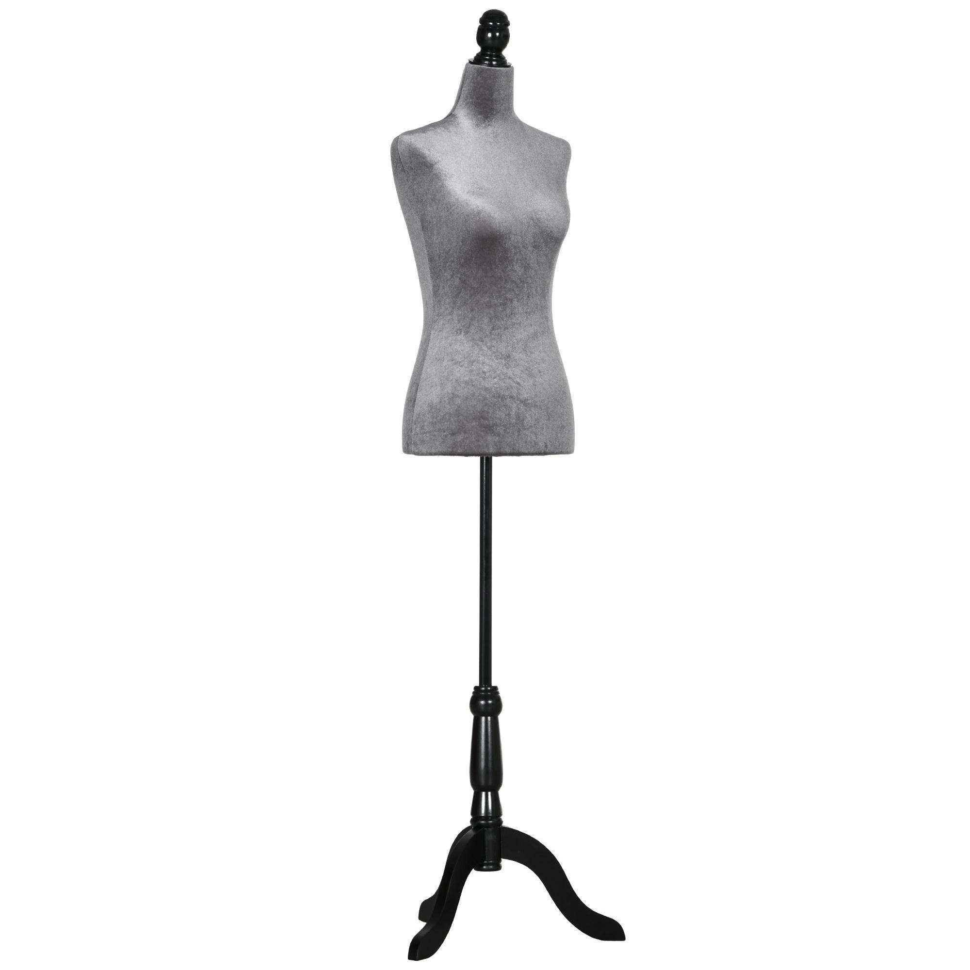 Maniquí de Costura Femenino Maniquí de Costura Ajustable a 130-168 cm con Trípode de Madera para Fotografía de Moda Exposición de Prendas Gris