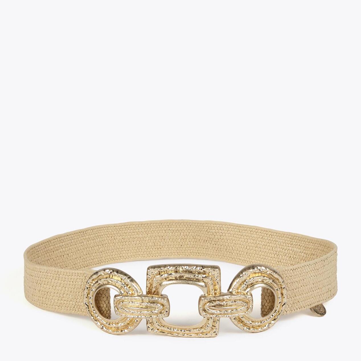 Cintura in rafia con fibbia in metallo