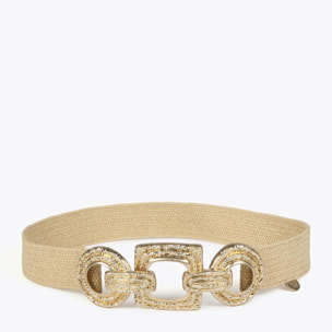 Cintura in rafia con fibbia in metallo