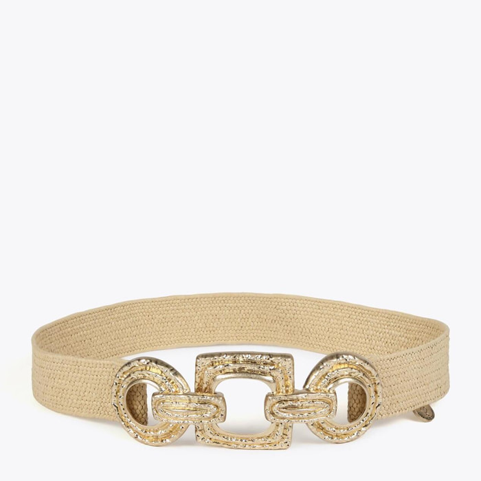 Cintura in rafia con fibbia in metallo