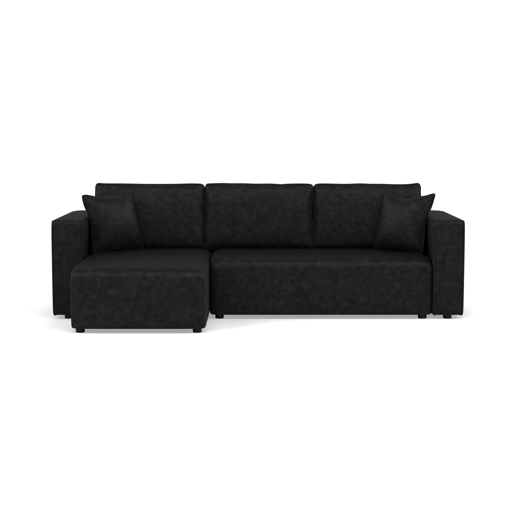 Topaze - canapé d'angle réversible 4 places convertible avec coffre en simili - Noir