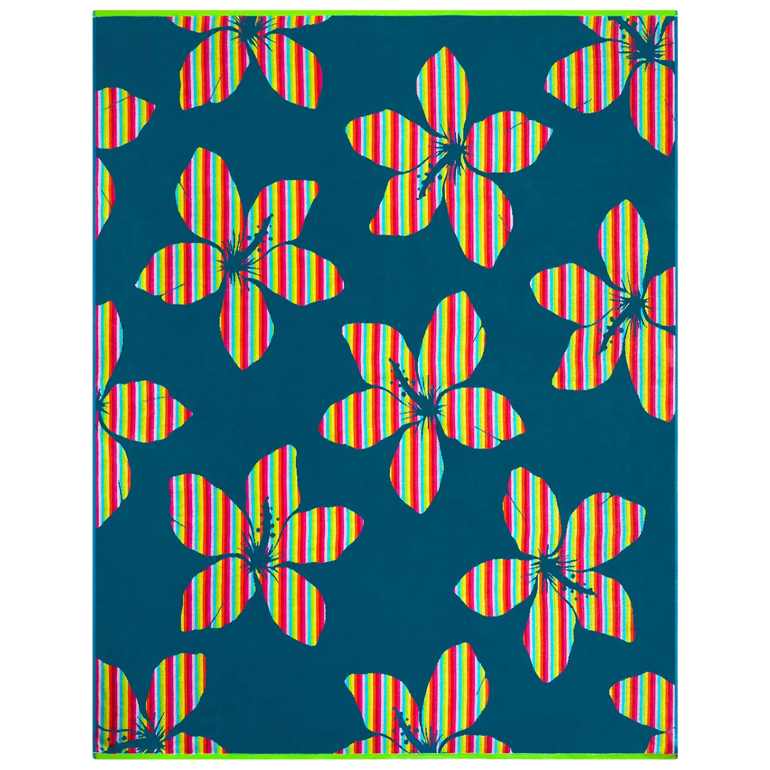 Serviette de plage XL éponge velours Jacquard Bleu 140x180 400g/m² - Yakama