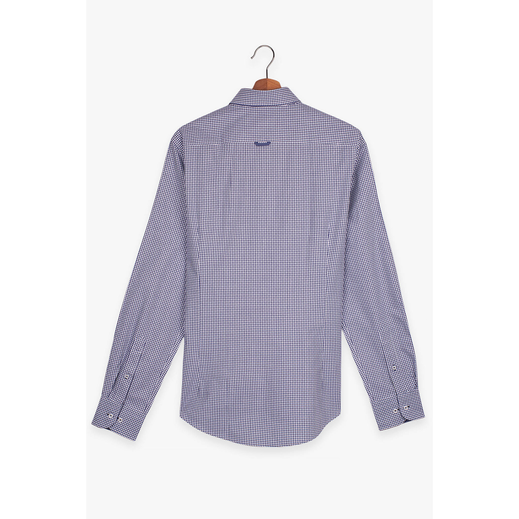 camicia uomo 1 bottone button down slim Cotone Fantasia Blu\Bianco