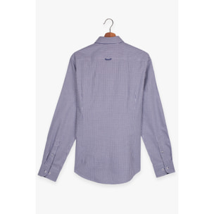 camicia uomo 1 bottone button down slim Cotone Fantasia Blu\Bianco
