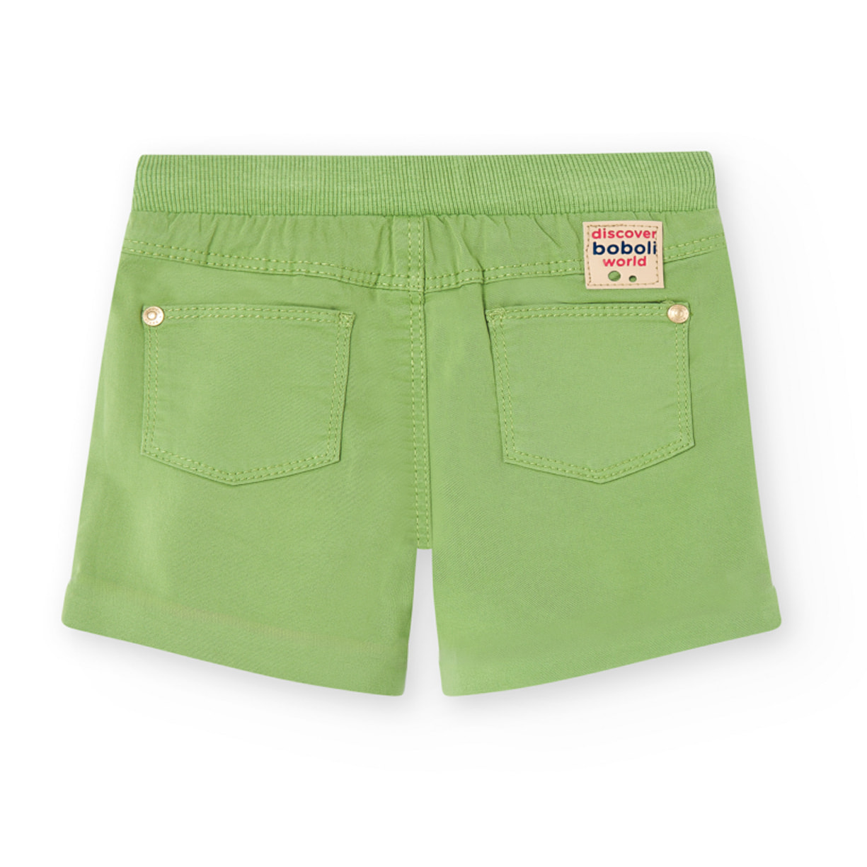 Bermudas para niÃ±o en algodÃ³n liso de color verde, Camiseta