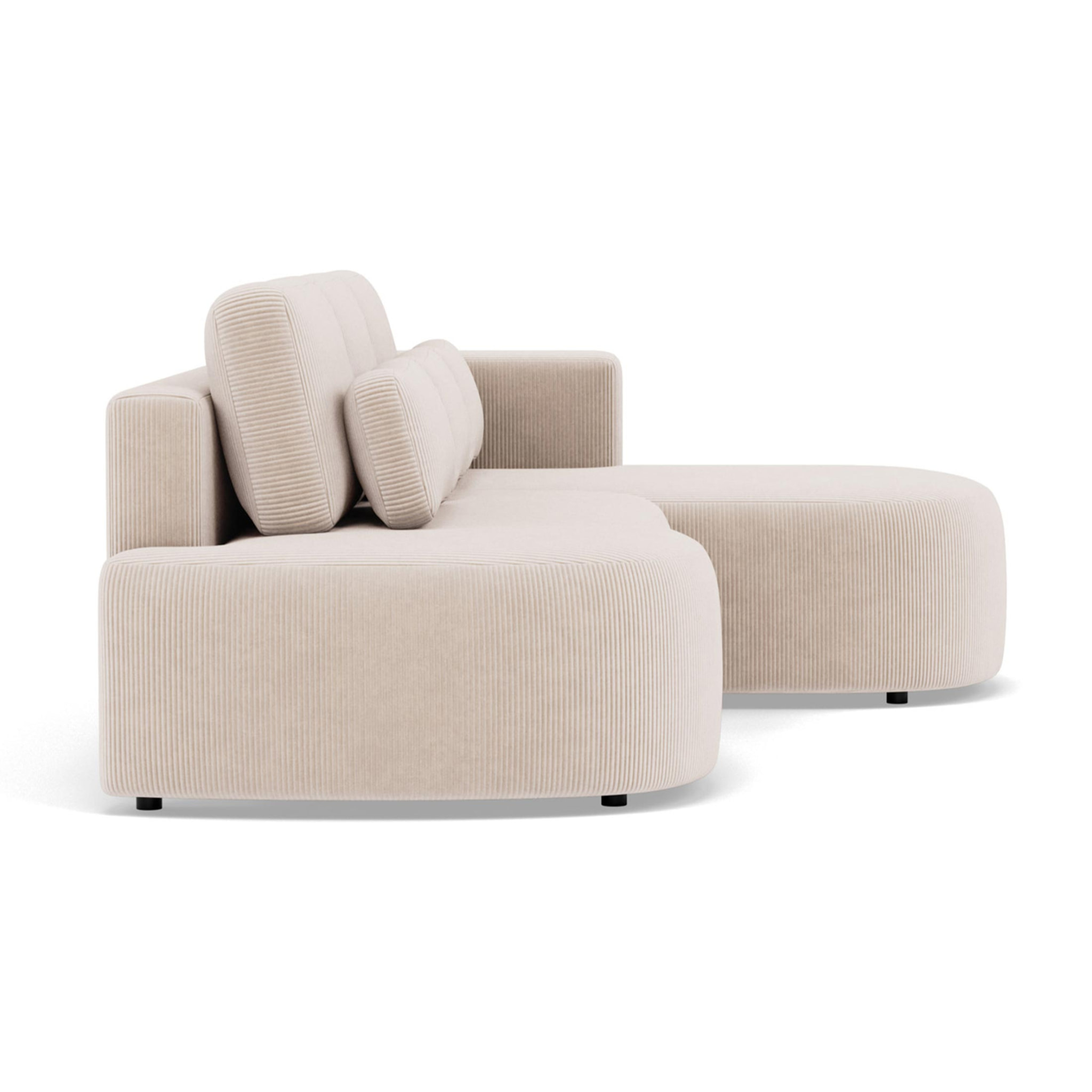 Mahina - canapé d'angle droit 4 places convertible avec coffre en velours côtelé - Beige