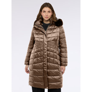 Fiorella Rubino - Piumino lungo bimaterico - Marrone