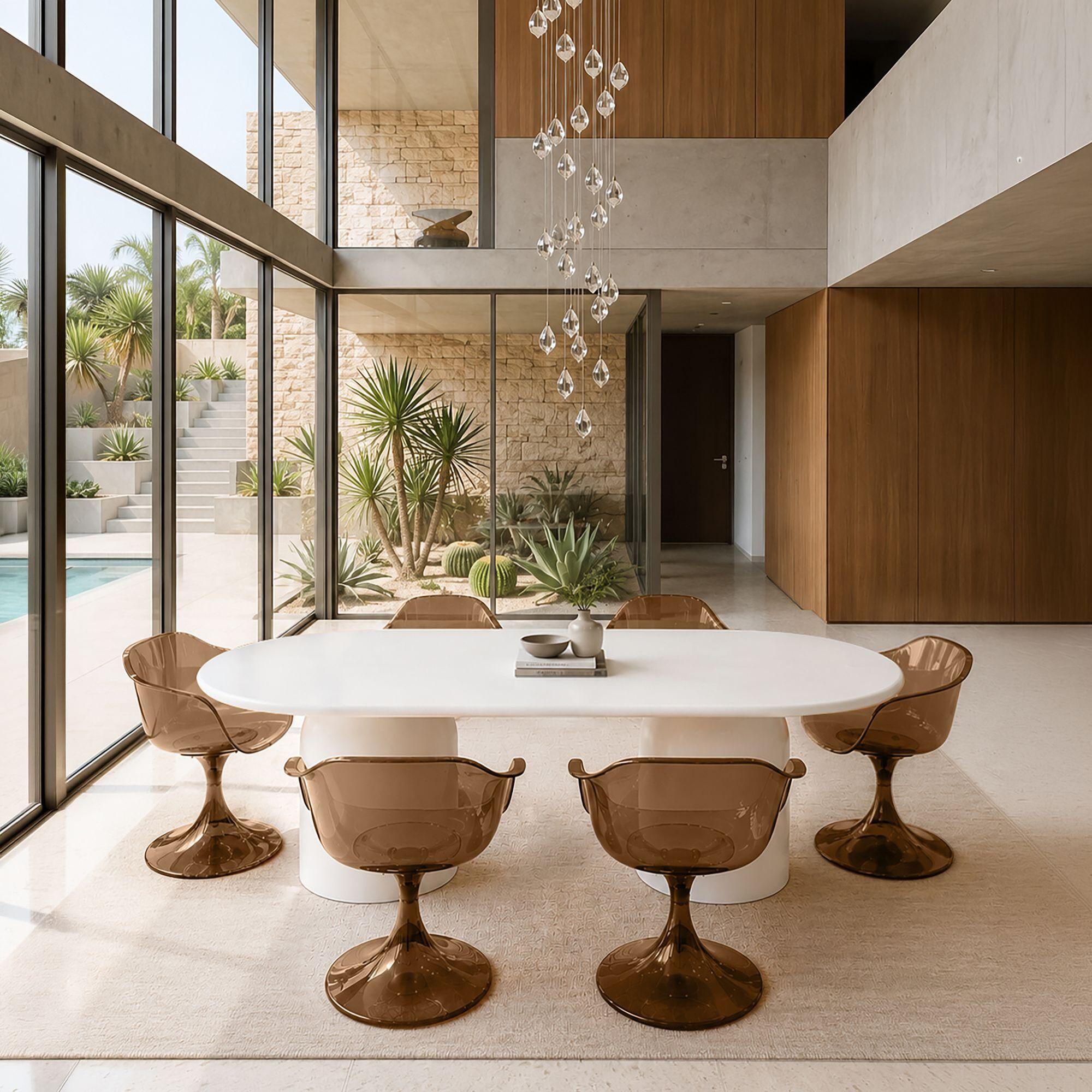 Lot de 2 fauteuils de table en polycarbonate écorce GLAM