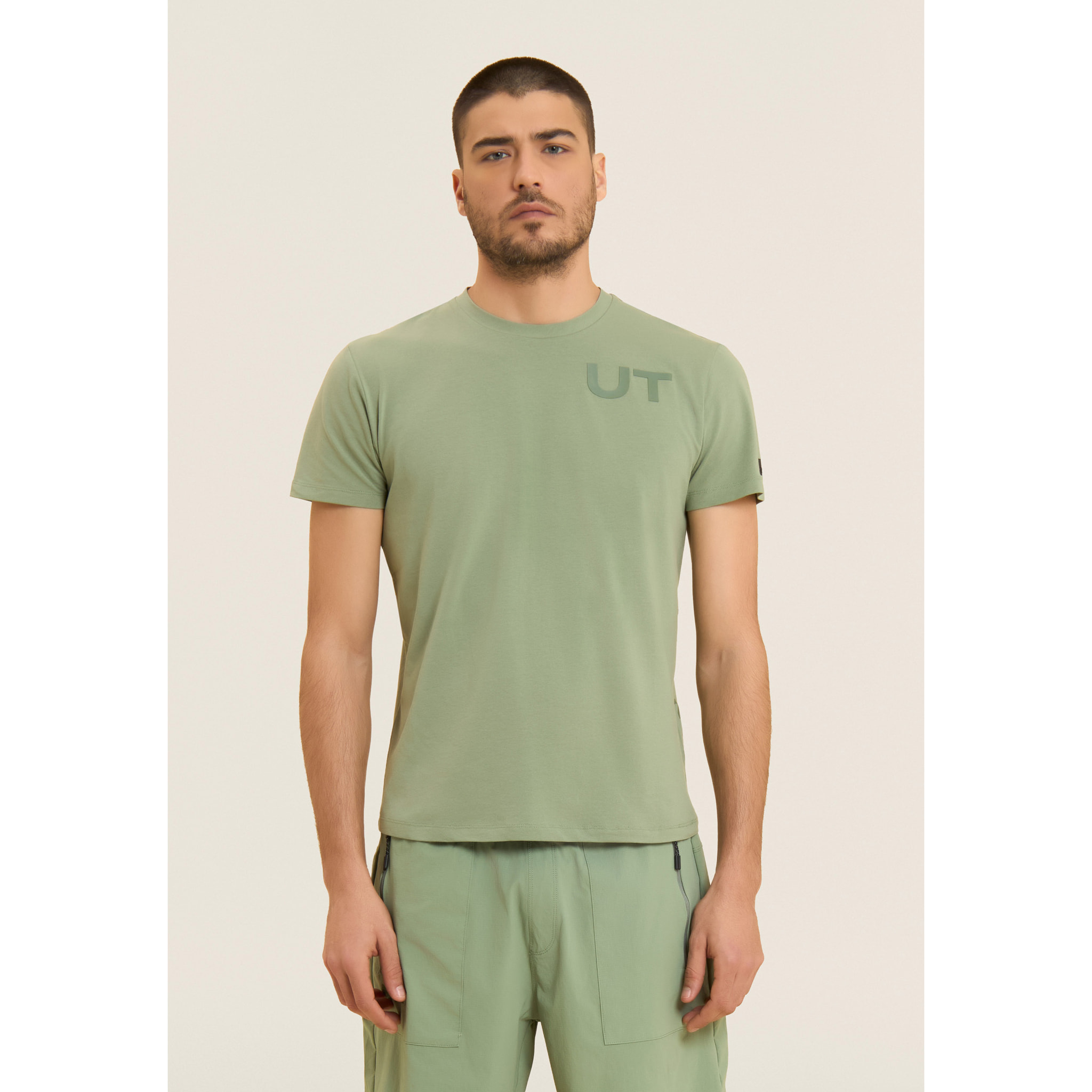 T-shirt Cotone Elasticizzato con Stampa Urban Tech