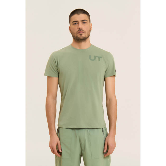 T-shirt Cotone Elasticizzato con Stampa Urban Tech