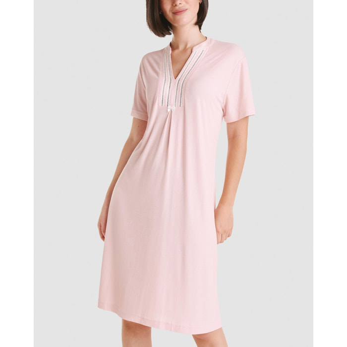 Camisón corto mujer canalé manga corta suave