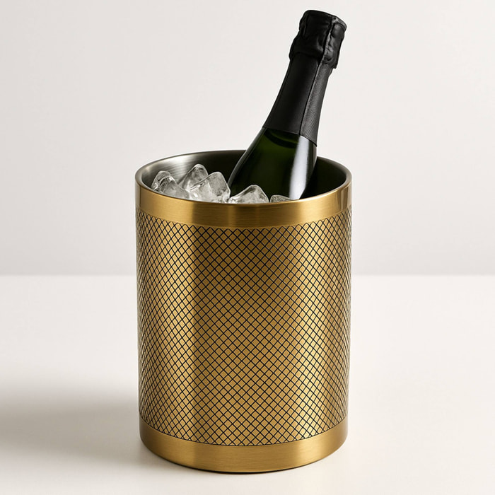 Cubitera para botella en acero inoxidable con doble pared 12x18cm de diseño dorado