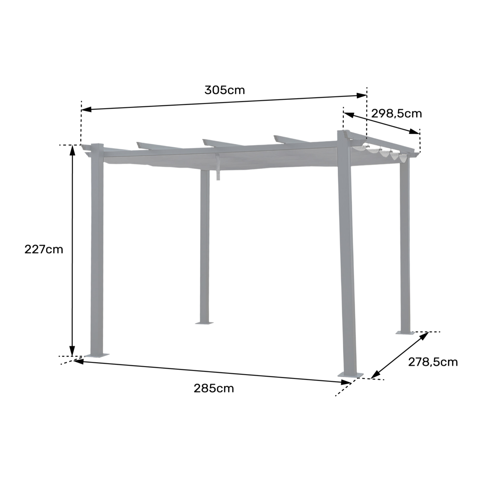 Pergola autoportante 3 × 3m CASSIS taupe - structure aluminium