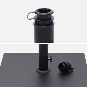 Pied carré en acier noir pour parasol à mât central - Terra