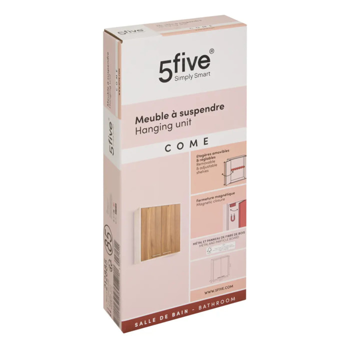 Meuble haut 2 portes Come bois et effet marbre