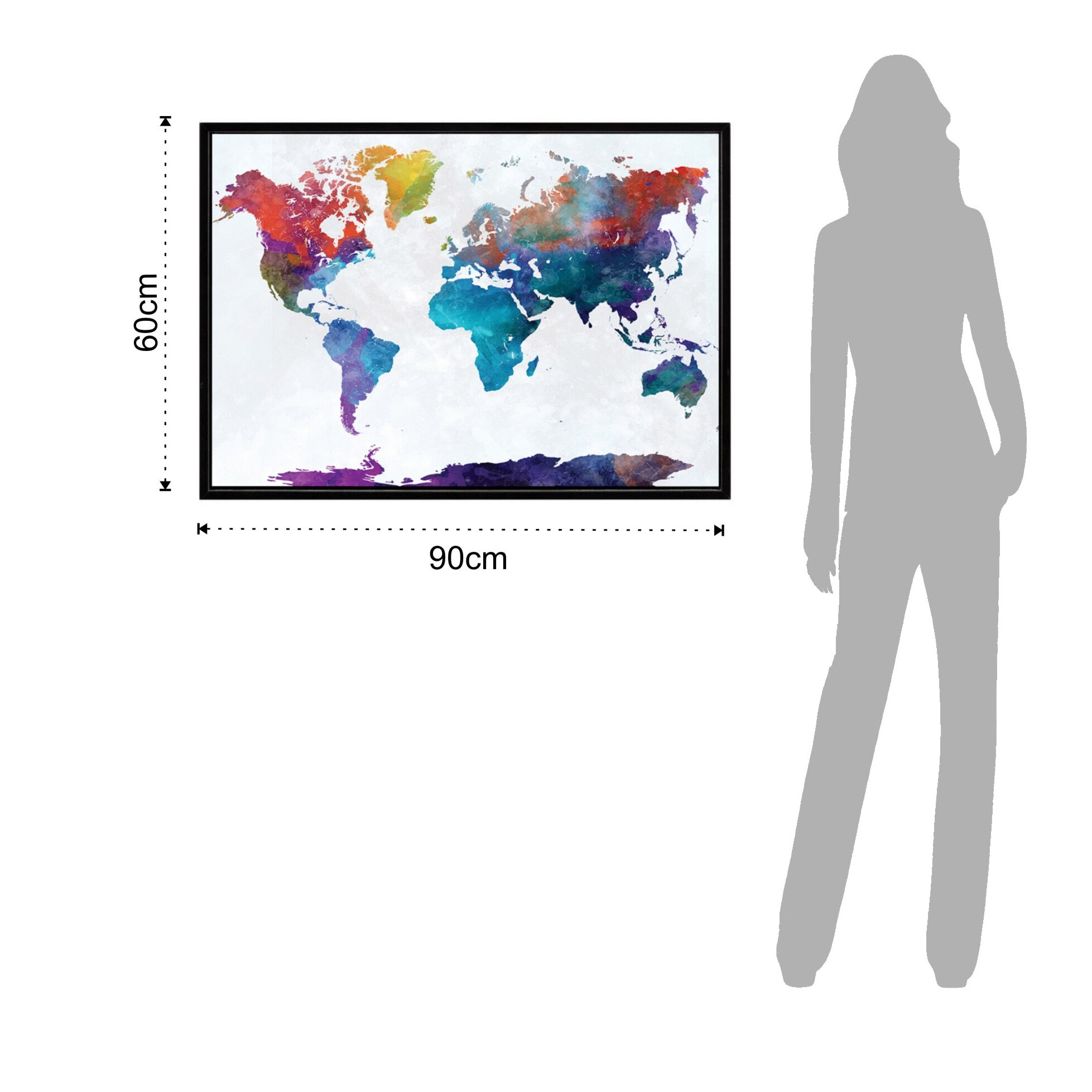 Tomasucci Peinture de la carte du monde en couleurs Multicolore