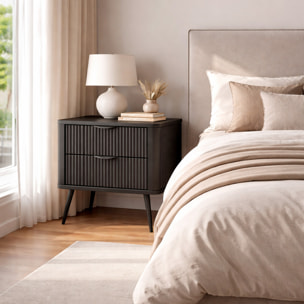 Comodino Moderno Elegante Con 2 Cassetti Capienti e Piedini Alti Camera Da Letto 63.2 x 38 x 55.3 cm Nero