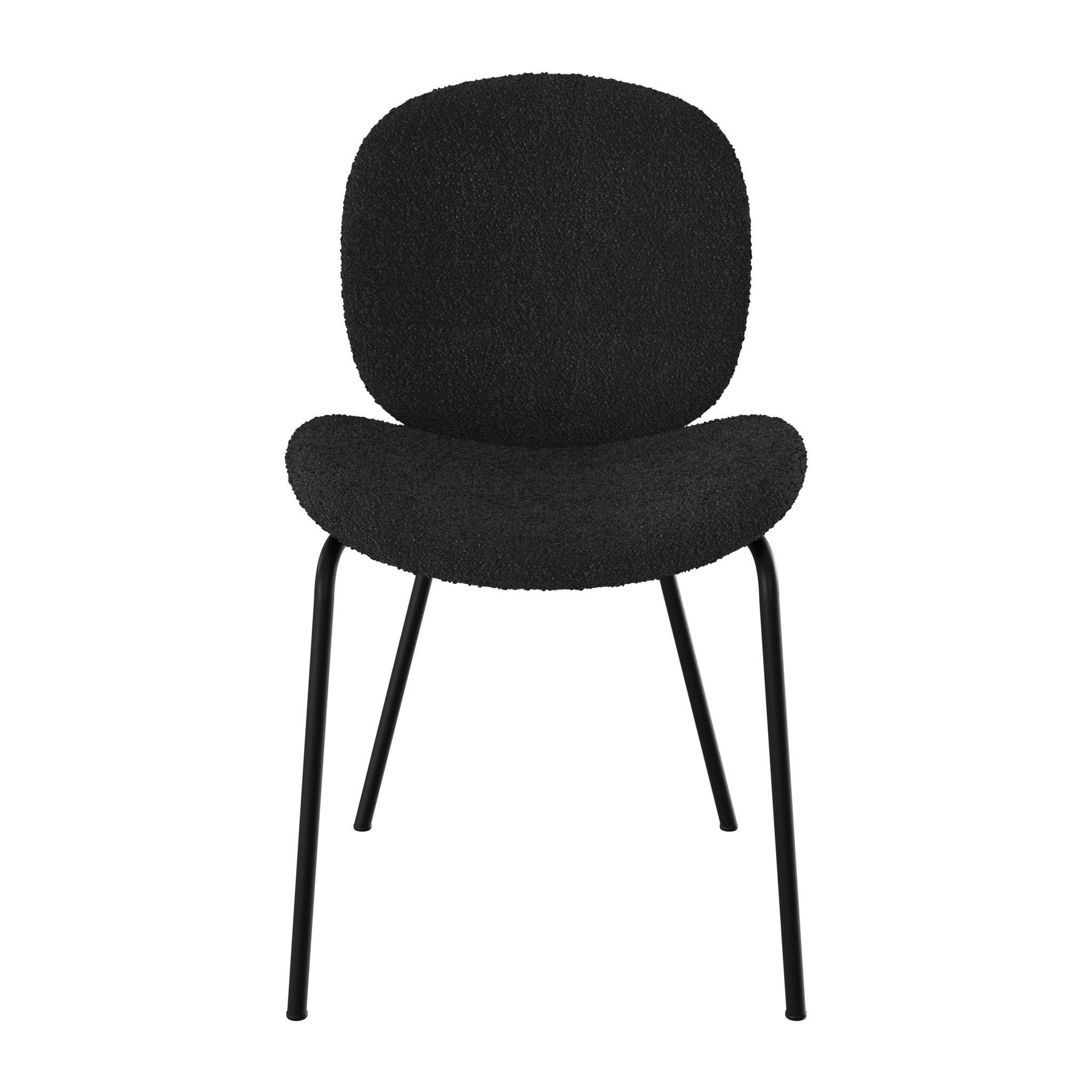 Lot de 2 chaises en tissu bouclé noir et pieds en métal noir - Iris