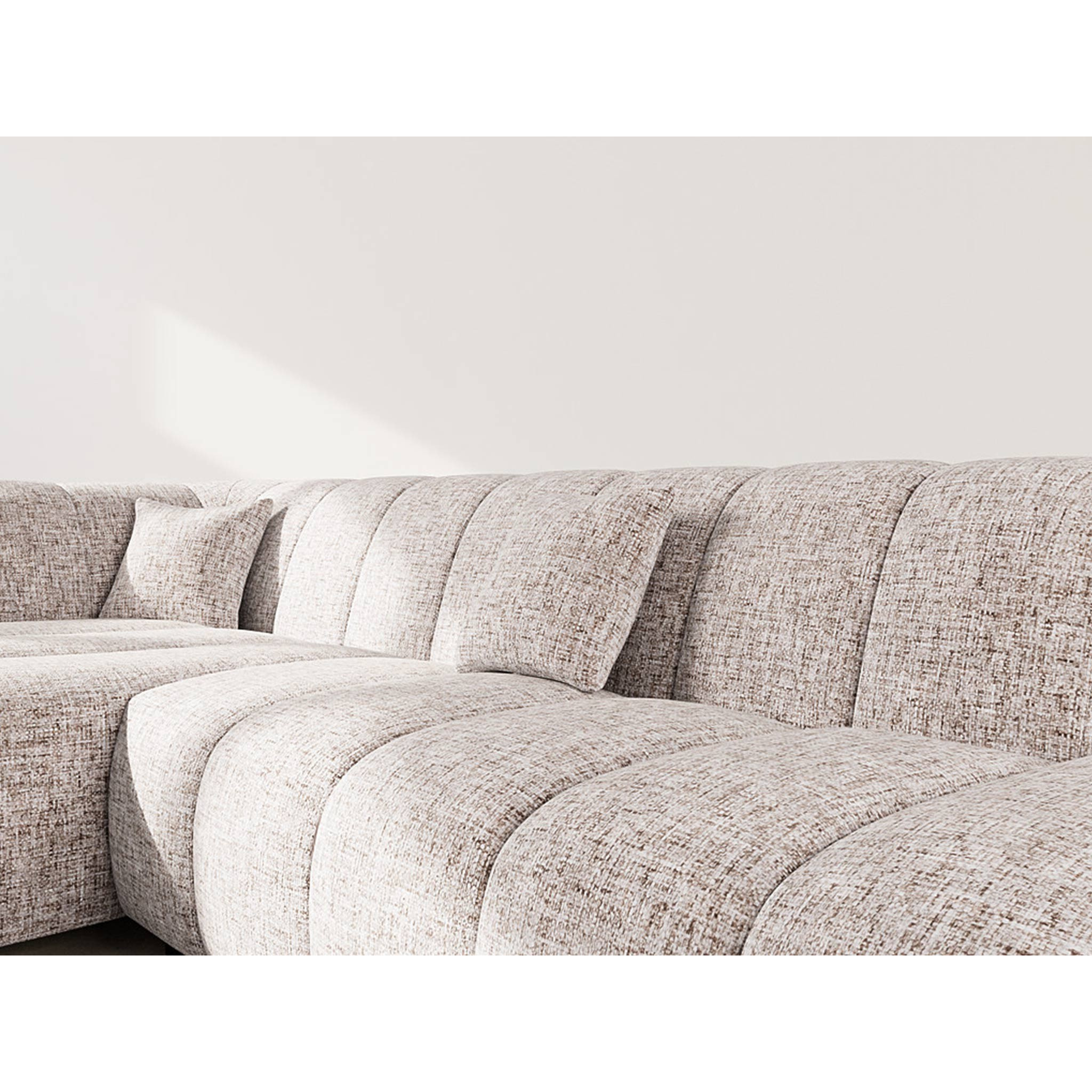 Curtis - canapé d'angle gauche 4 places sans accoudoir en tissu texturé - Taupe