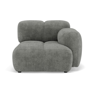 Grace - module d'assise droit en velours texturé - Gris