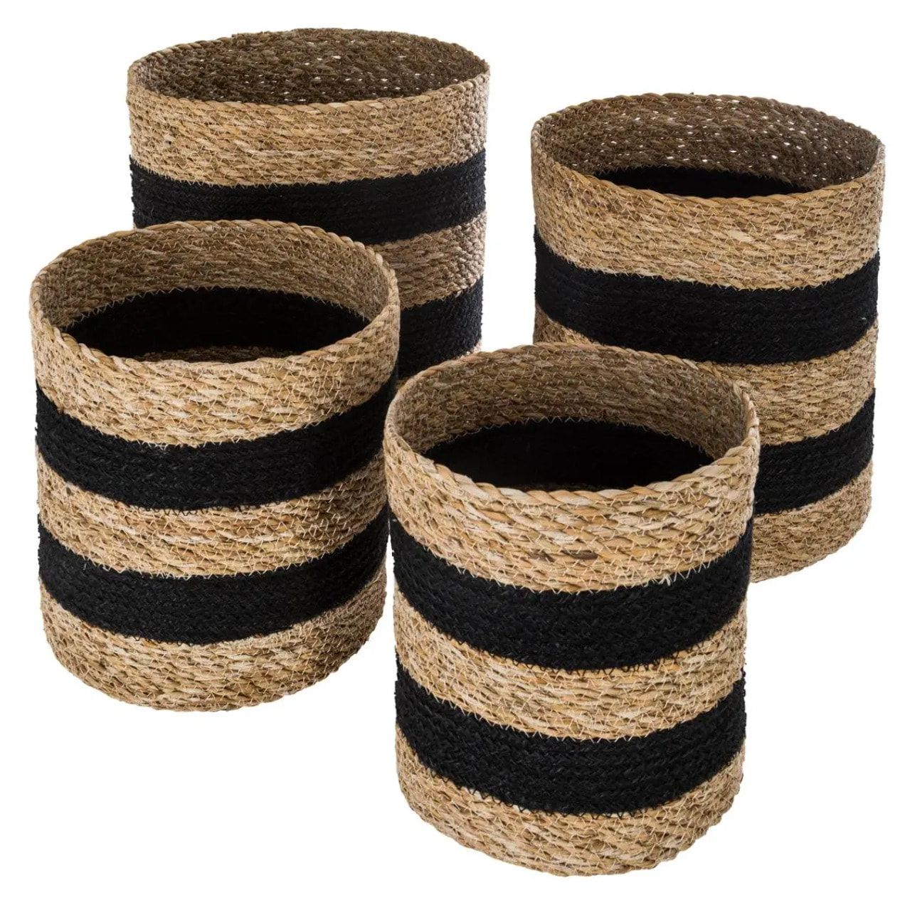 Set de 4 paniers jute - noir