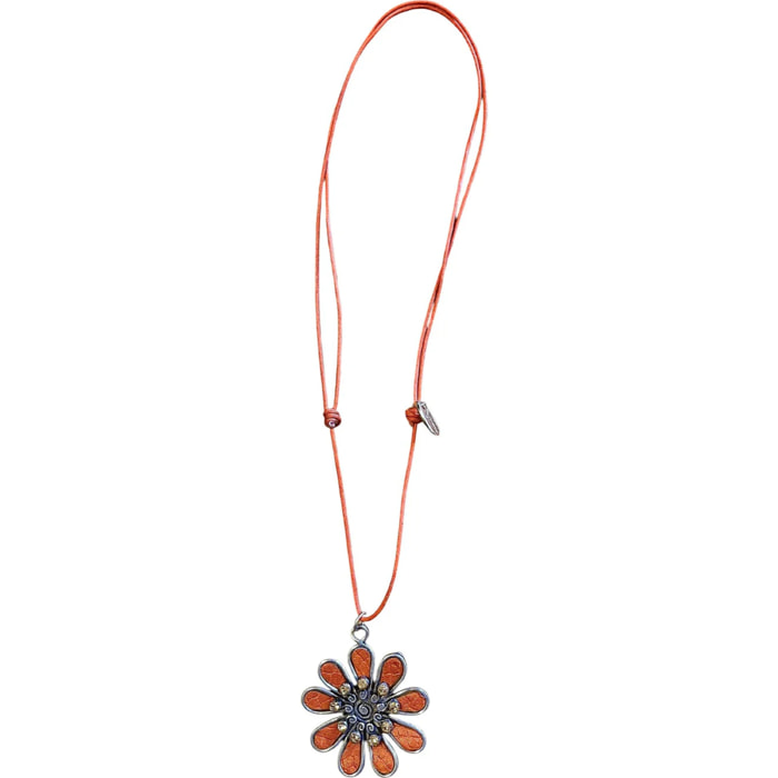 Collar largo margarita color con cristal de Sw Naranja