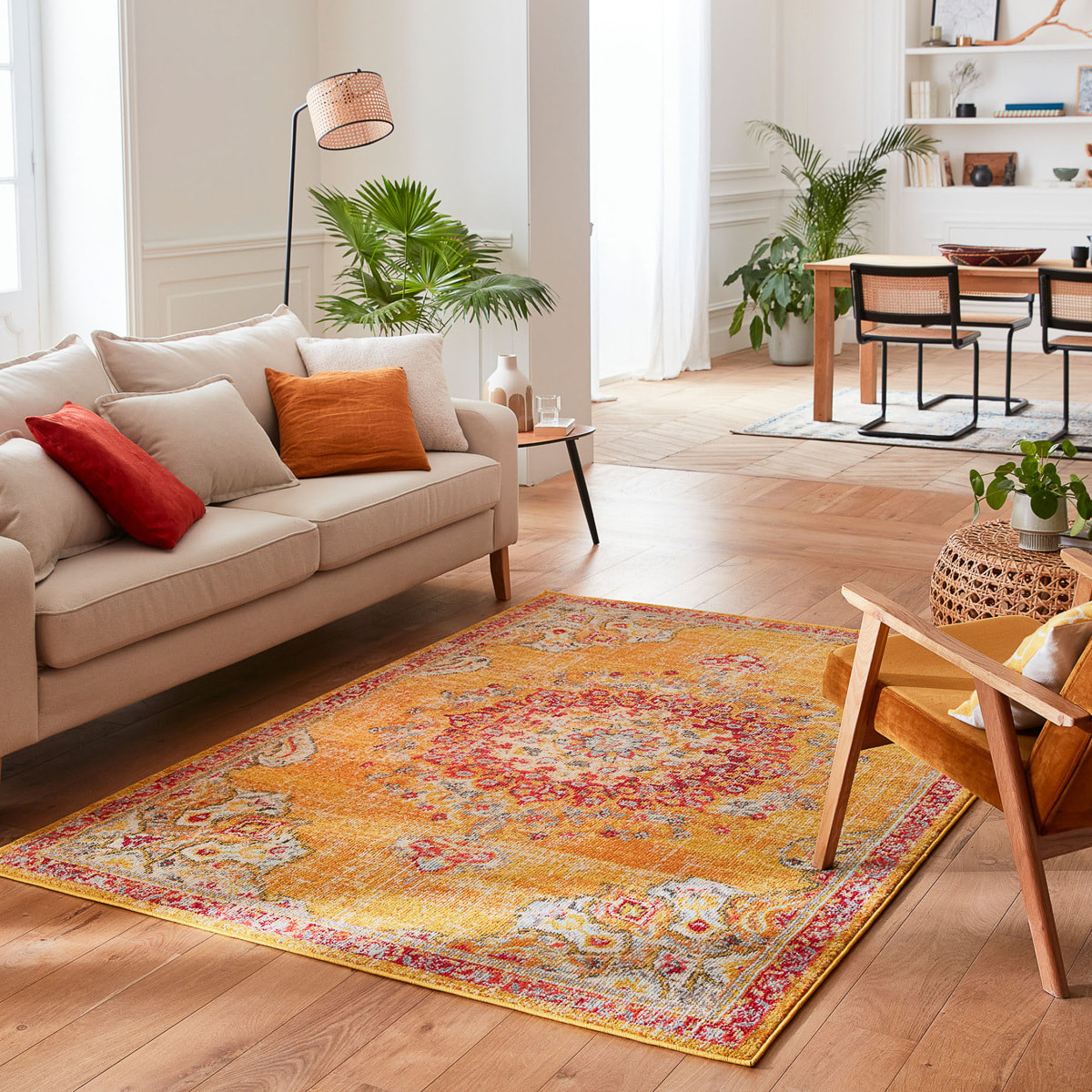 Anatolia - Tapis de salon vintage, jaune