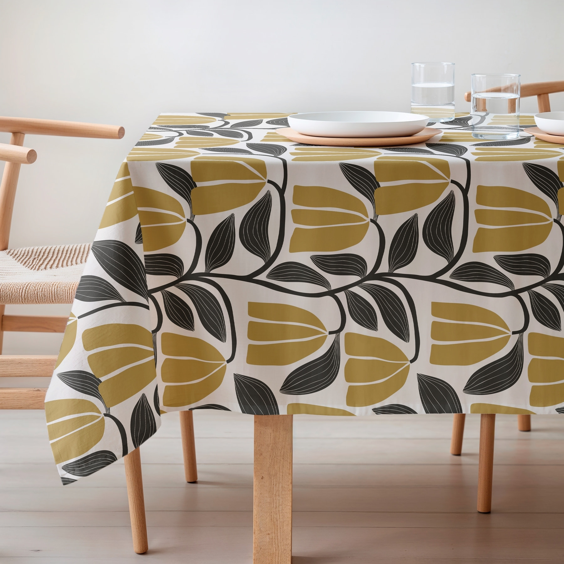 Mantel estampado antimanchas NEKANE MOSTAZA