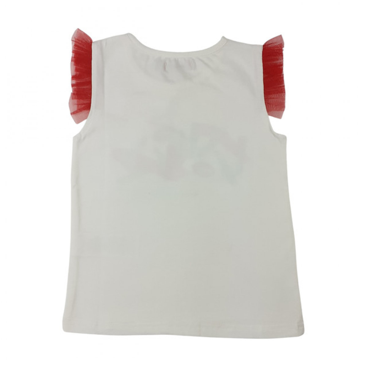 TSHIRT JERSEY BIANCO TULLE ROSSO