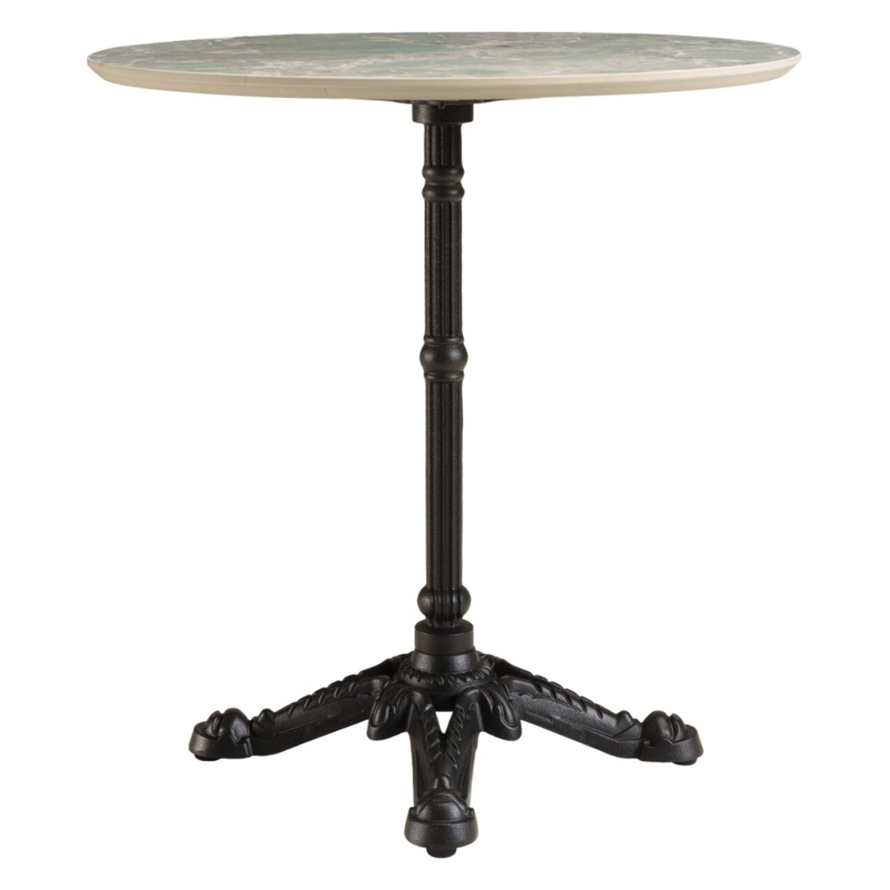 ICARE - Ensemble n°2: table bistrot D70cm en céramique marbré vert