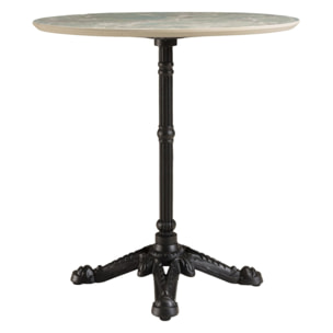 ICARE - Ensemble n°2: table bistrot D70cm en céramique marbré vert