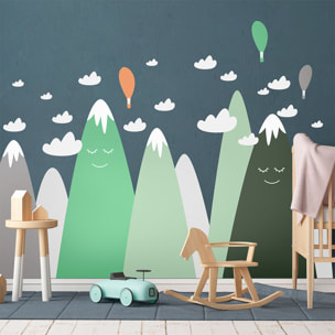 Stickers muraux enfants - Décoration chambre bébé - Autocollant Sticker mural géant enfant montagnes scandinaves LELIKA