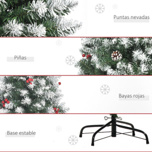 árbol de Navidad Artificial 180cm Ignífugo con 618 Ramas 30 Bayas 34 Piñas Verde