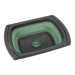 cesta lavavajillas plegable en color verde y gris