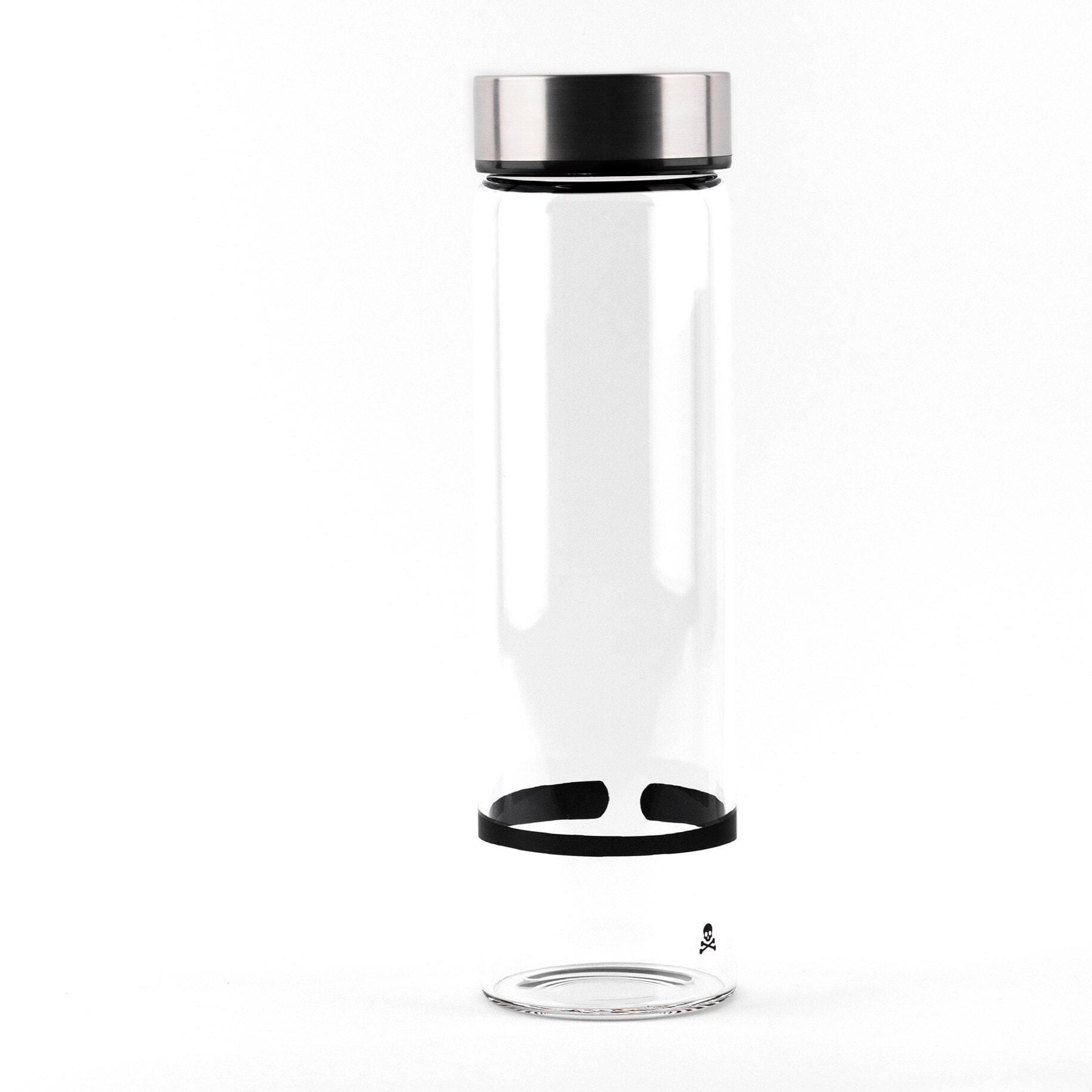 Botella de agua en borosilicato tapón de rosca 600ml negro/transparente scalpers home