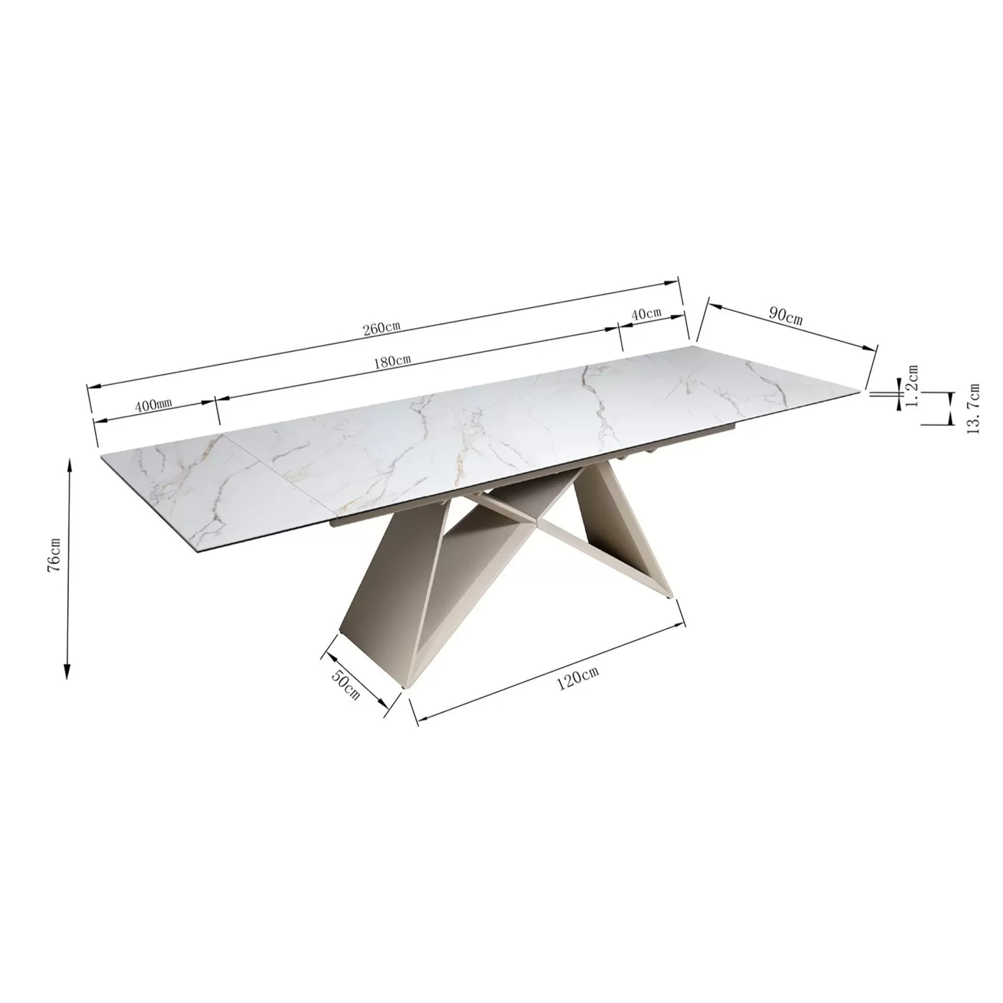 Table à rallonges Nelly 260x90cm Kare Design