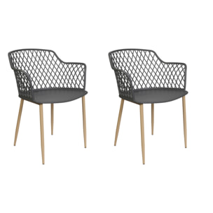 Fauteuil Malaga Gris - Lot De 2