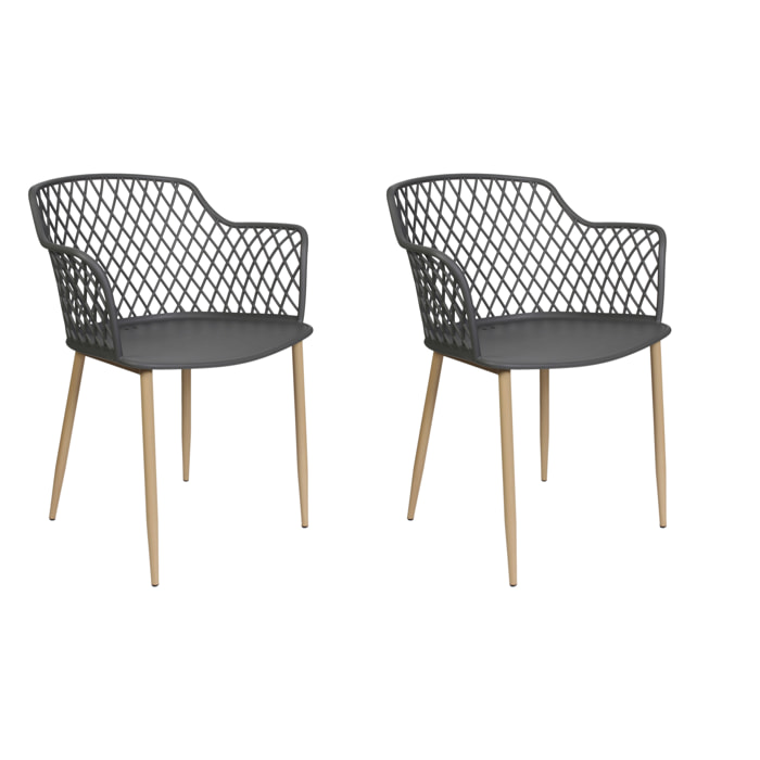 Fauteuil Malaga Gris - Lot De 2