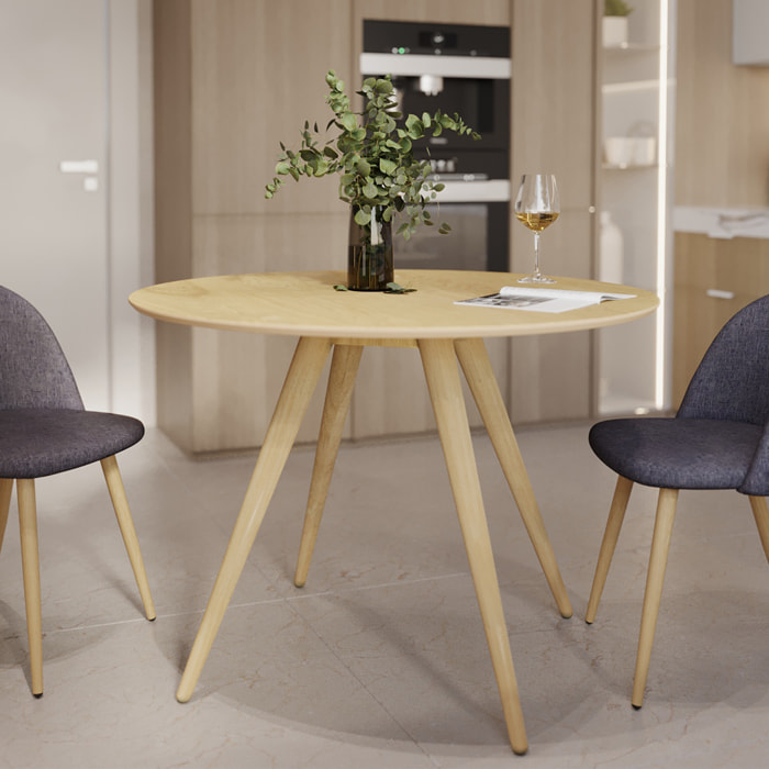 Table ronde 4 personnes en bois clair naturel D105 cm - Liwa