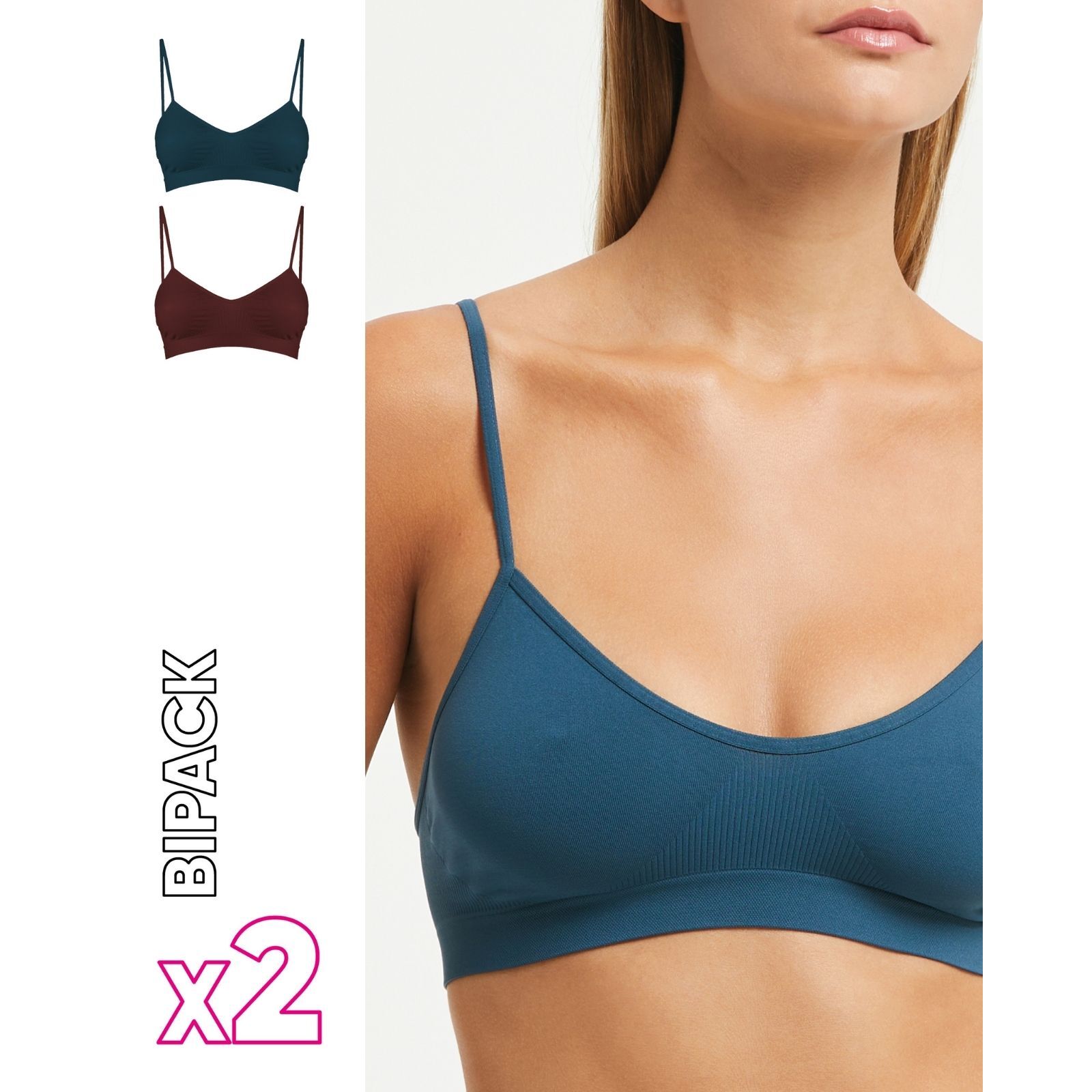 Brassiere seamless con spalline sottili X2