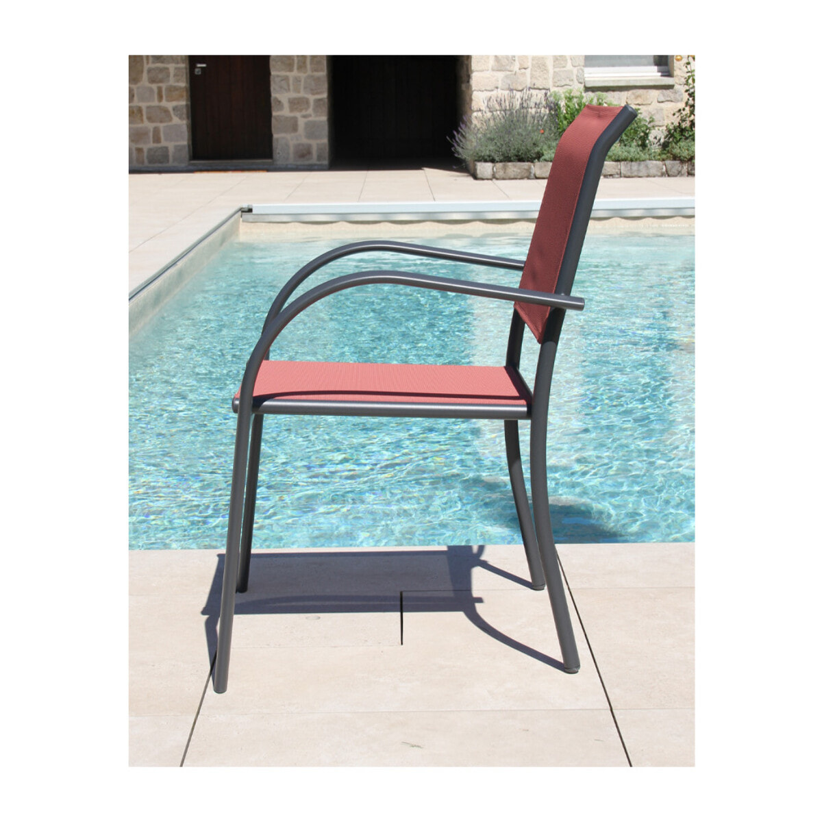 HONFLEUR BEZIERS CHENE - Ensemble table et chaises de jardin  - Anthracite et Terracotta