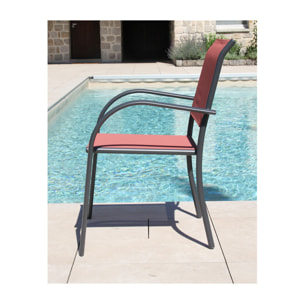 HONFLEUR BEZIERS CHENE - Ensemble table et chaises de jardin  - Anthracite et Terracotta