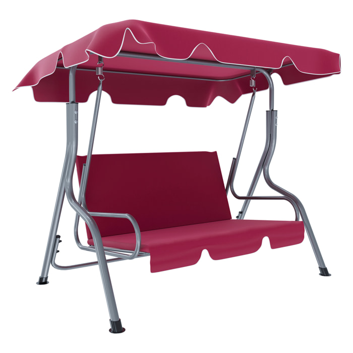 Dondolo 3 Posti Algarve Con Tettuccio Parasole Regolabile Cuscini Imbottiti Struttura Robusta In Acciaio Da Giardino 170 x 110 x 153 cm Bordeaux