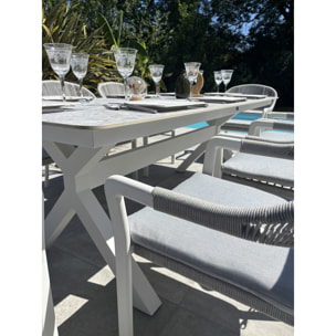 ABELLA - Ensemble repas de jardin 8 places - Blanc