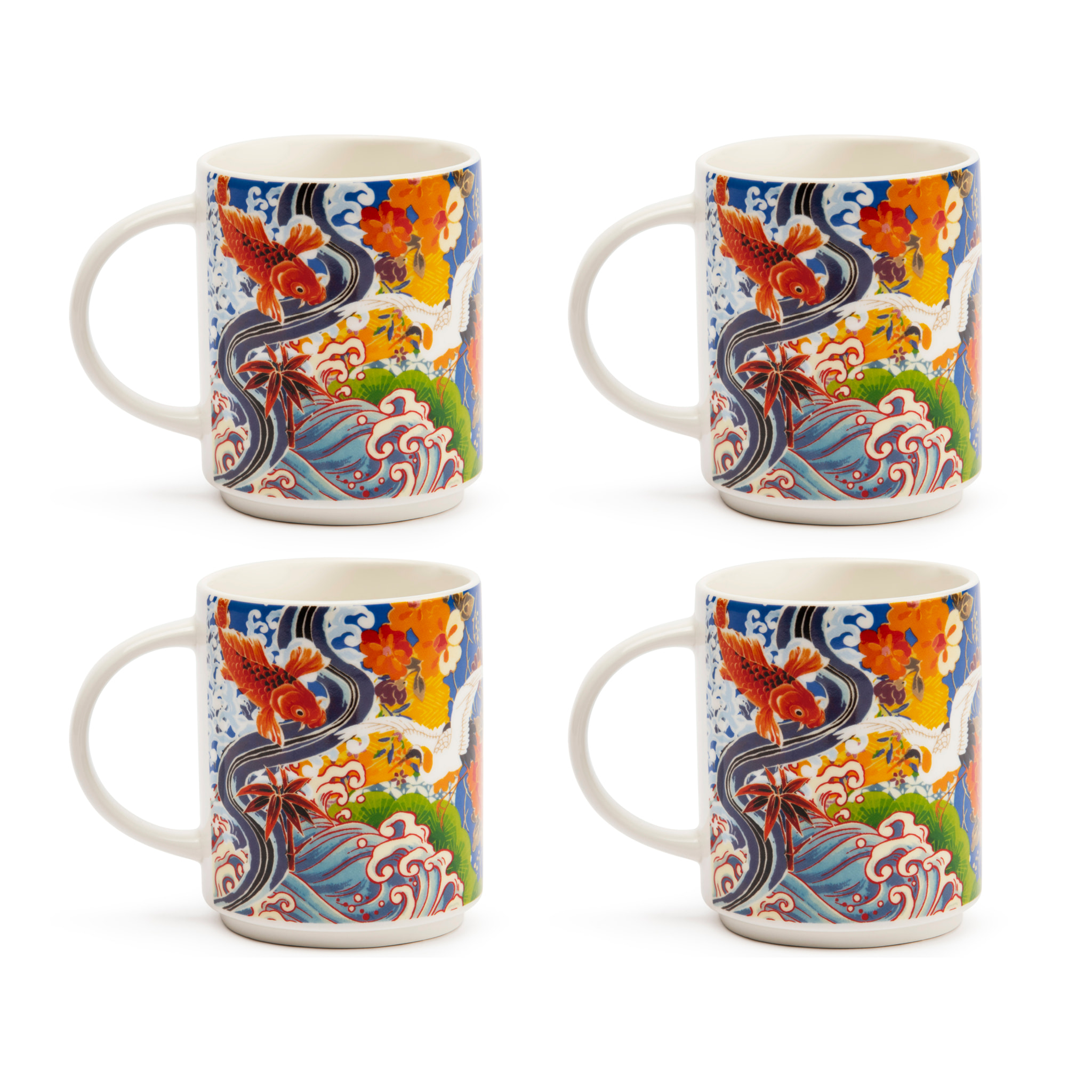 Set 4 Mug Excelsa – Kimono, New Bone China Multicolore