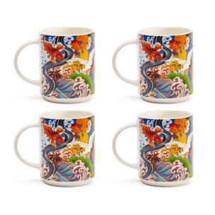 Set 4 Mug Excelsa – Kimono, New Bone China Multicolore