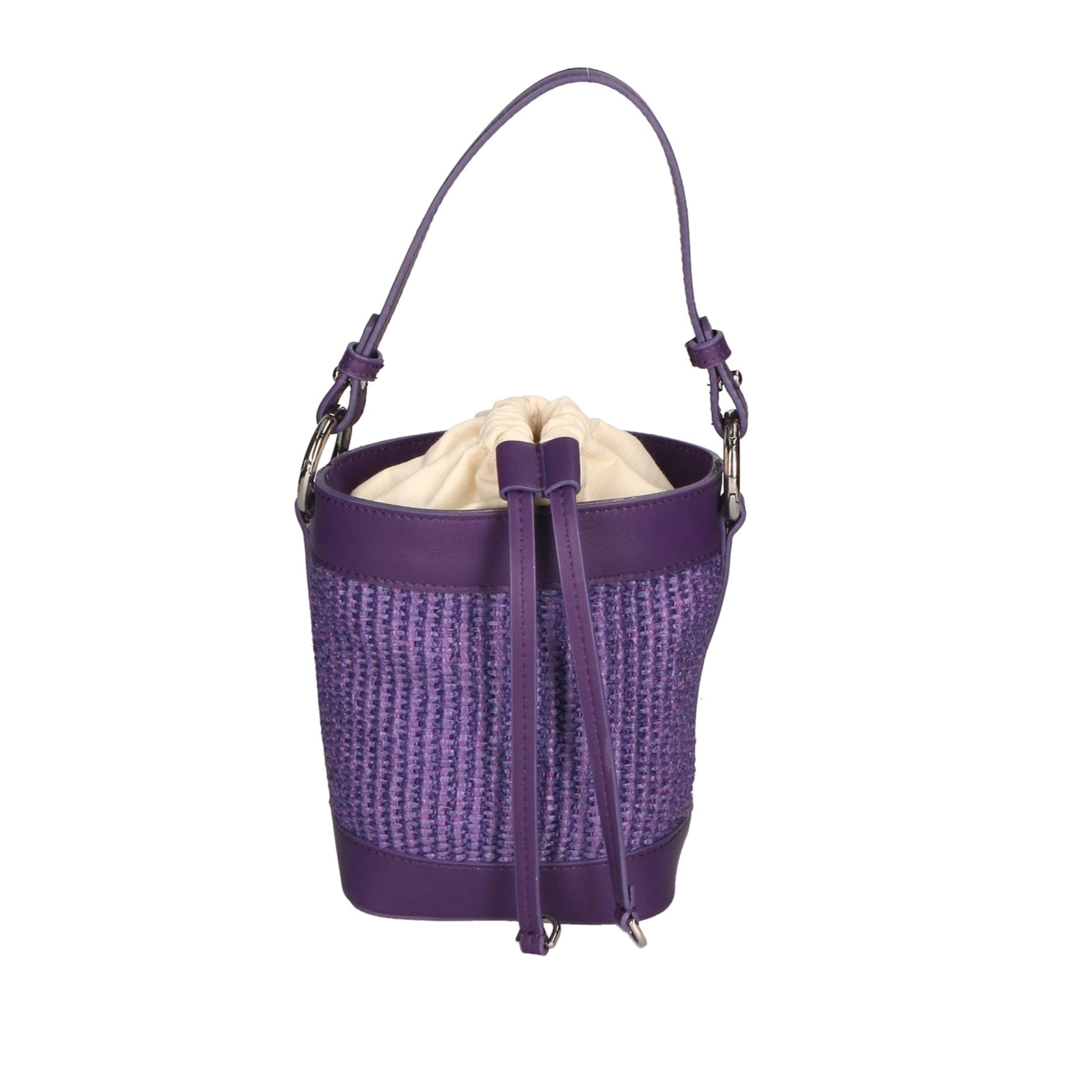 Borsa a secchiello da donna - Modello Alyssa - Pelle & Paglia - 13.0 x 16.0 x 10.0 cm