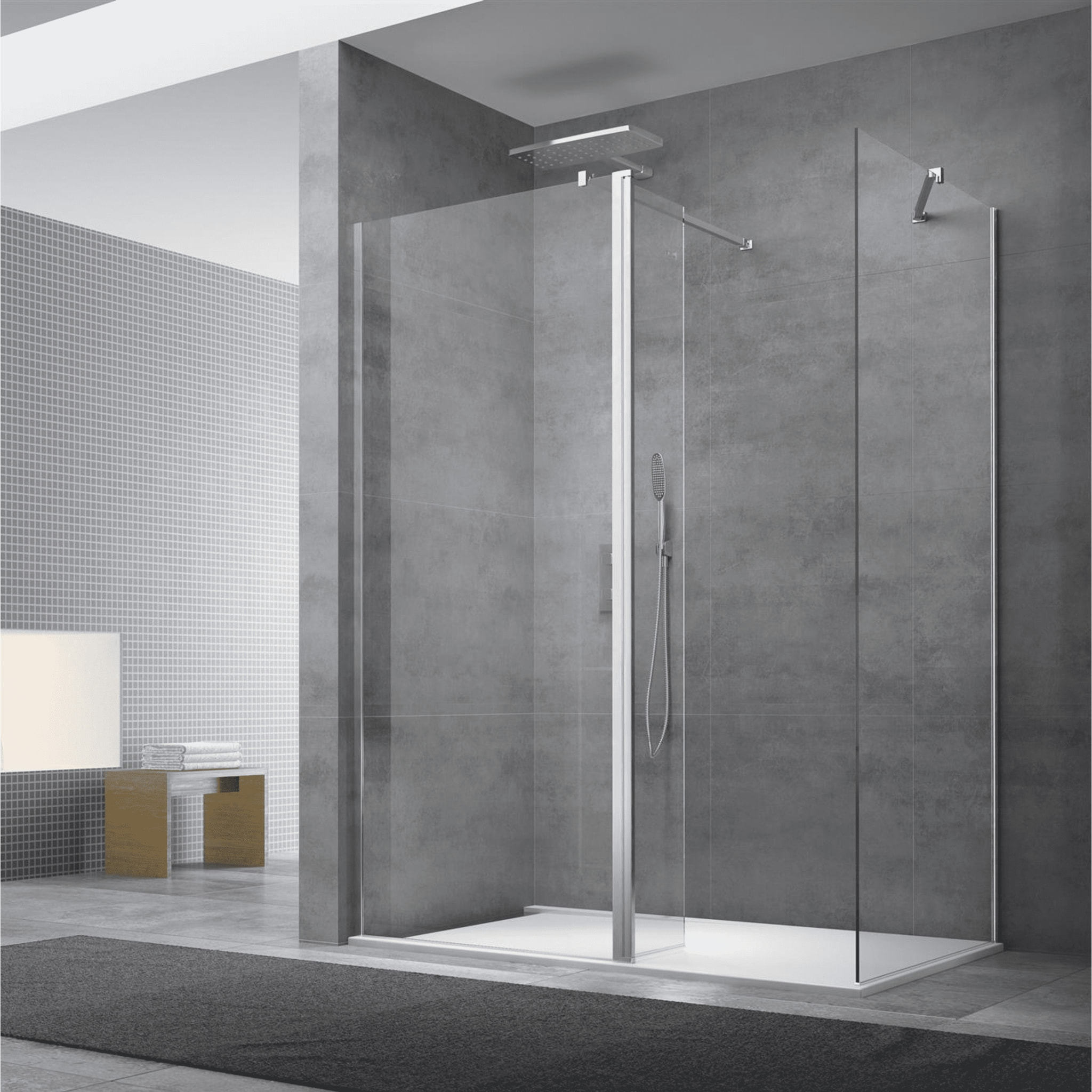 Paroi de douche à l'italienne 137x200 cm Walk-in, verre transparent (SIKOWI140)