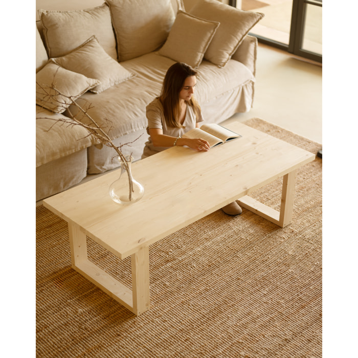 Mesa de centro de madera maciza en tono natural de varias medidas