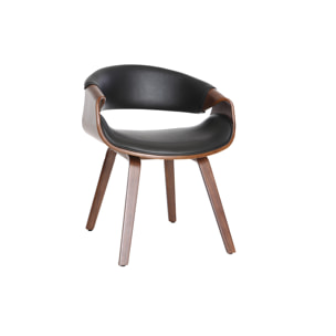 Fauteuil design noir et bois foncé noyer ARAMIS